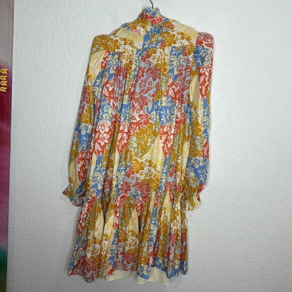 NWT Hunter Bell Blakely Dress Flower Patchwork Silk Medium - Picture 7 of 15